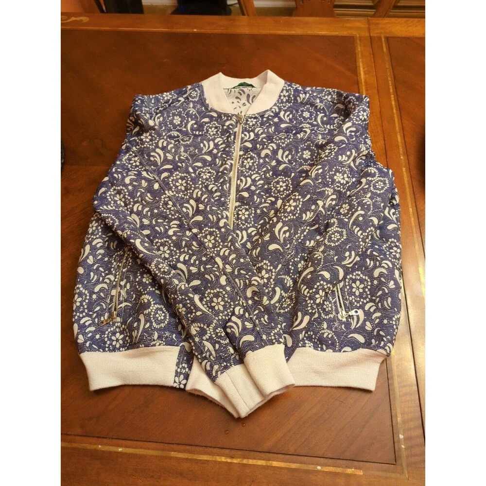 Mens L Jacket Paisley & Gray Bomber Zip Up